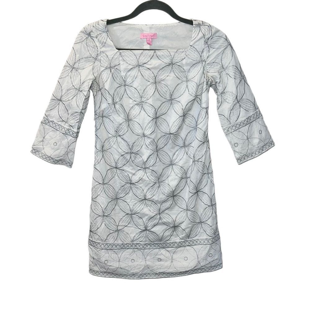 Lilly Pulitzer dress Lyla metallic embroidered shift size 0